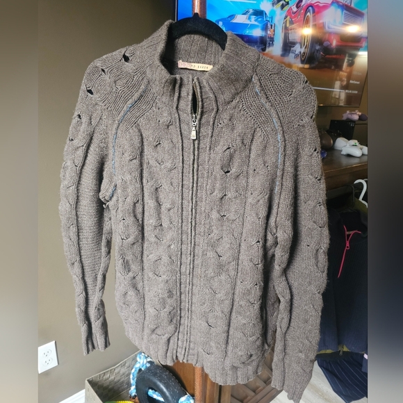 Ted Baker Cardigan Chunky Cable Knit Zip Up Sweater - Picture 2 of 9